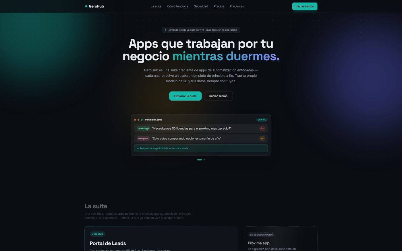 Página principal de GeroHub